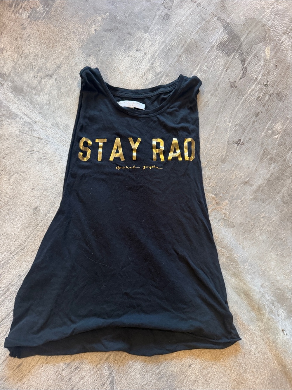 Spiritual Gangster Black Muscle Tee with Gold "STAY RAD"